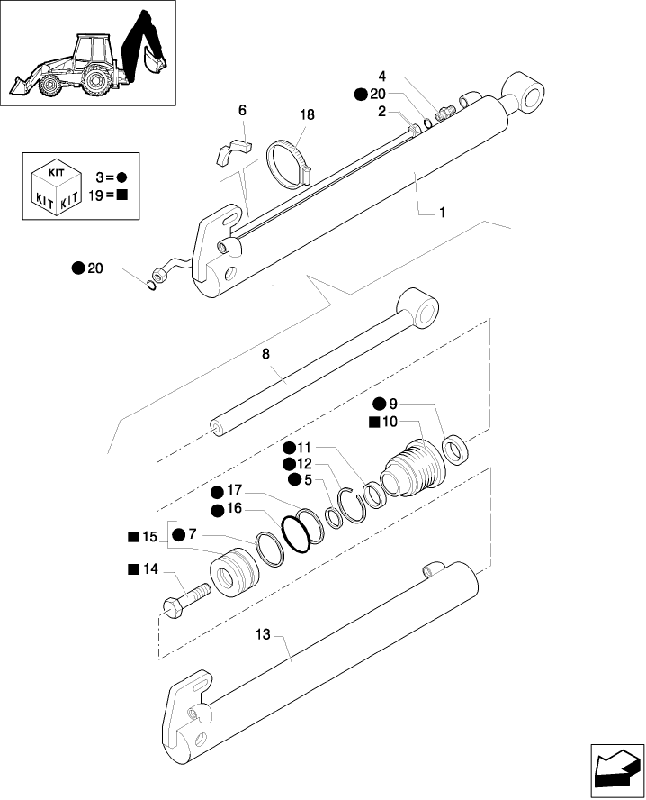 901/  B(01) TELESCOPIC DIPPER LONG- HYDRAULIC LIFTING CYLINDER