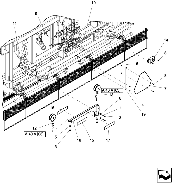 A.40.A(01) SUSPENDED BOOM - SMV SIGN, SAFETY LIGHTING AND REFLECTOR DECALS