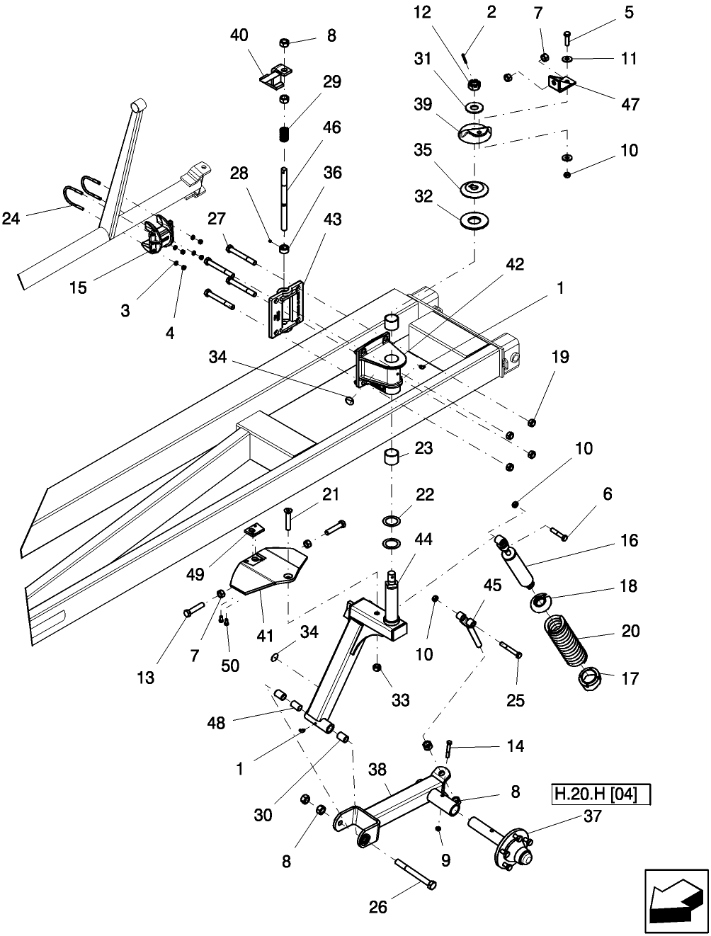 H.20.H(03) WHEELED BOOM - LOCKING CASTER WHEEL ASSEMBLY