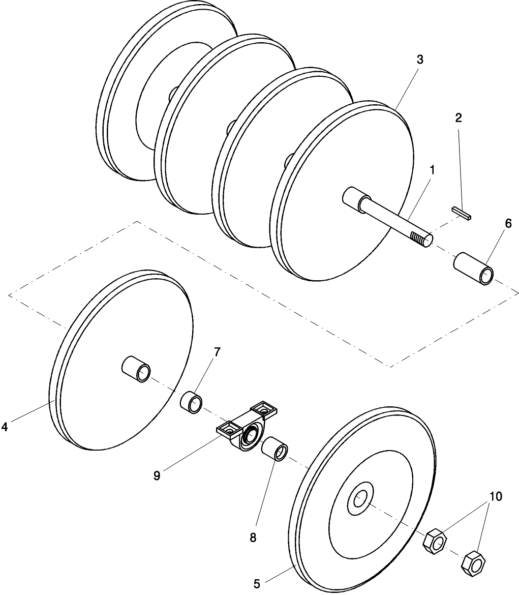 6.310.1 PACKER GANG ASSY 12" SPACING, 6 RUBBER WHEELS