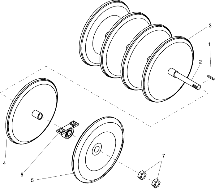 6.120.1 PACKER GANG ASSY 7.2'' SPACING, 6 STEEL WHEELS