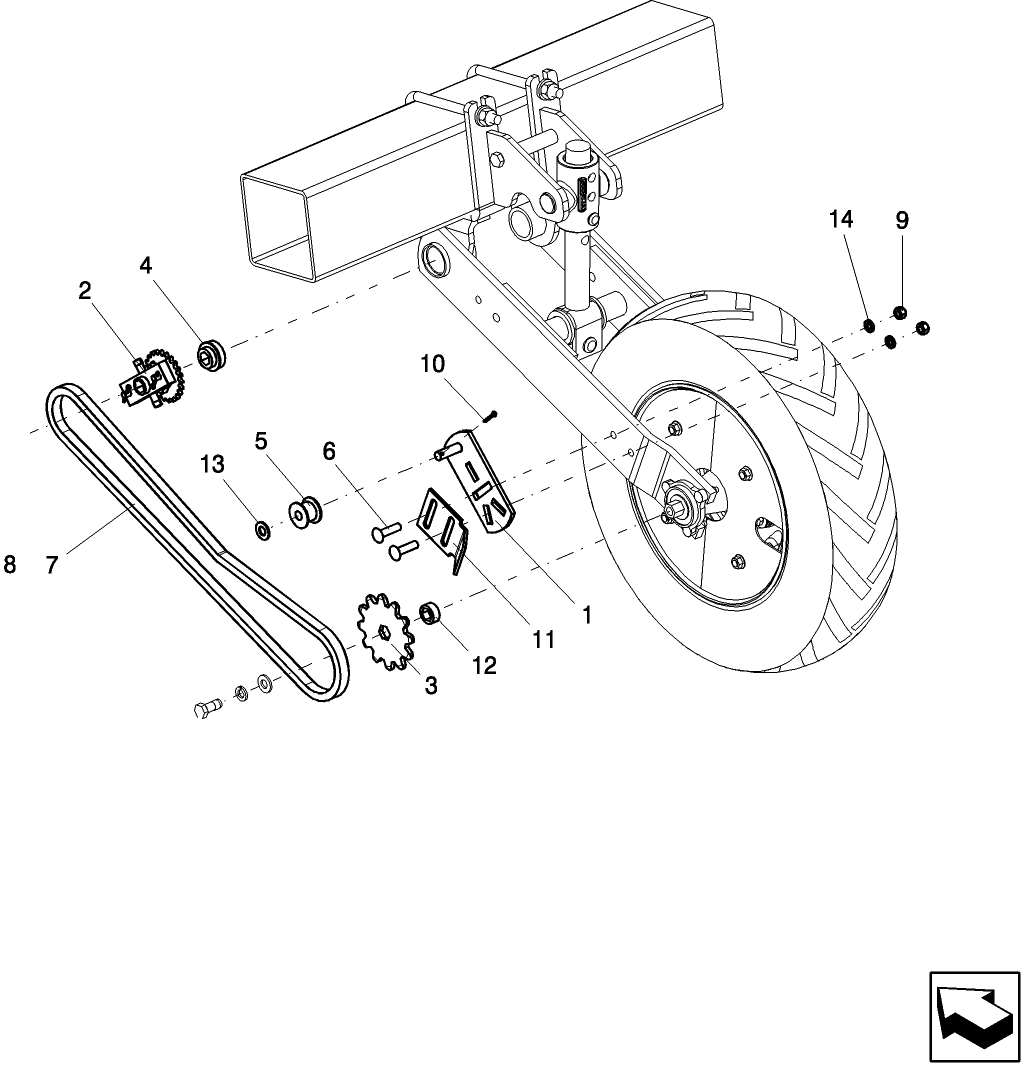 D.13.B(23) DRIVE WHEEL CONVERSION - DUAL ARM, MOUNTED STACKER