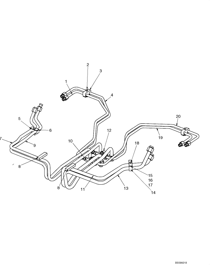 08-22A CONTROL VALVE HYDRAULICS, MODELS WITH PILOT CONTROL, EH AUX CONTROL