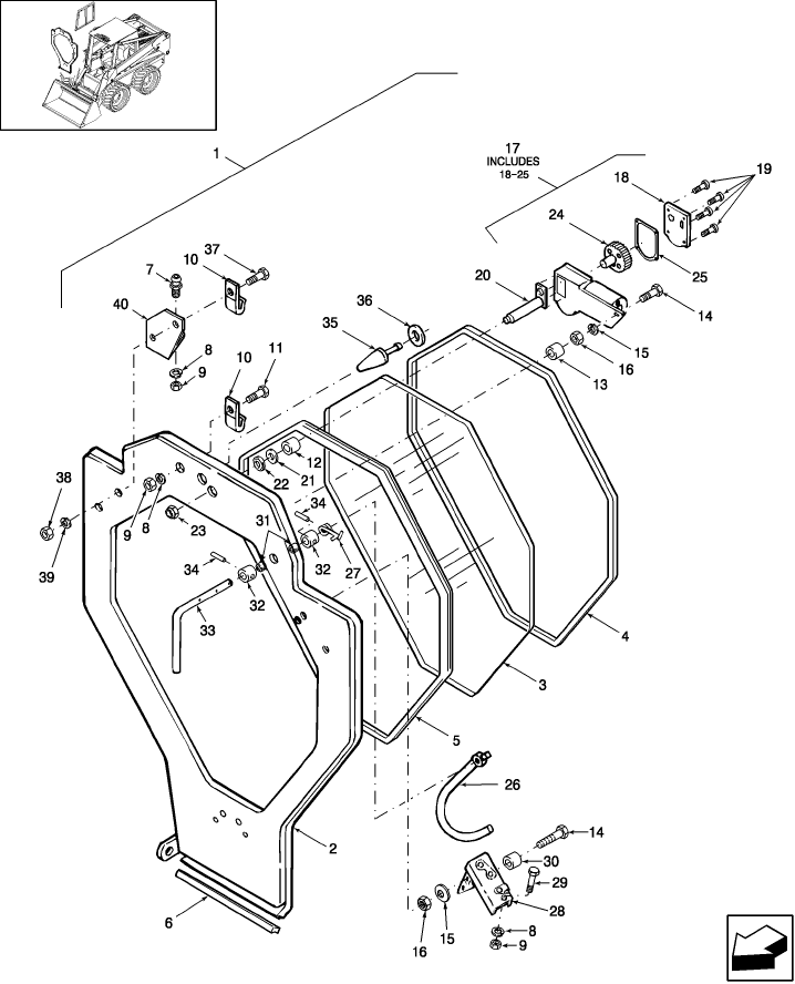 10.05.03 CAB ENCLOSURE KIT, DOOR & WIPER MOTOR