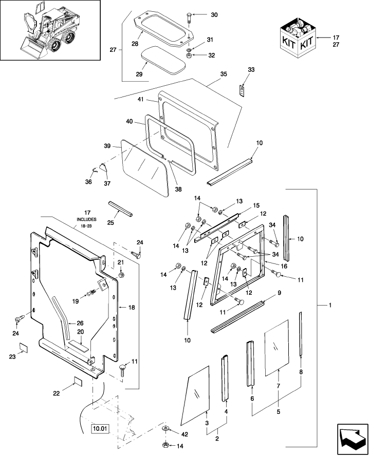 10.05.01 CAB ENCLOSURE KIT, DOOR FRAME & WINDOWS