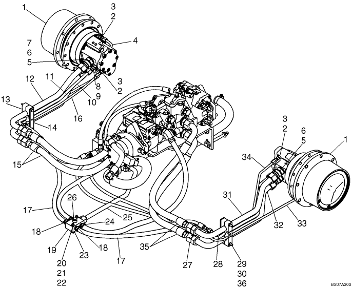 06-03A HYDROSTATICS - DRIVE MOTORS TO MANIFOLD (C190)