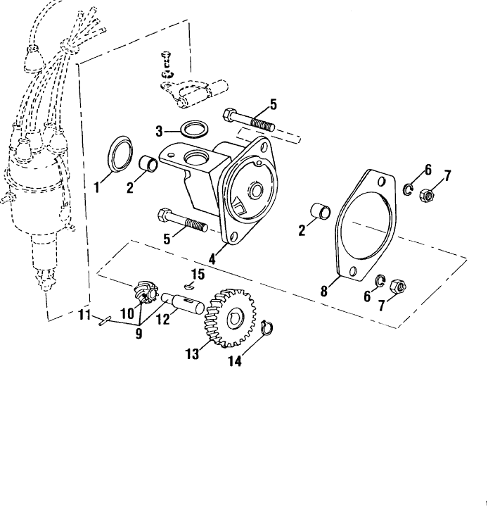 113 WISCONSIN VG4D ENGINE, DISTRIBUTOR DRIVE, FLYWHEEL ALTERNATOR