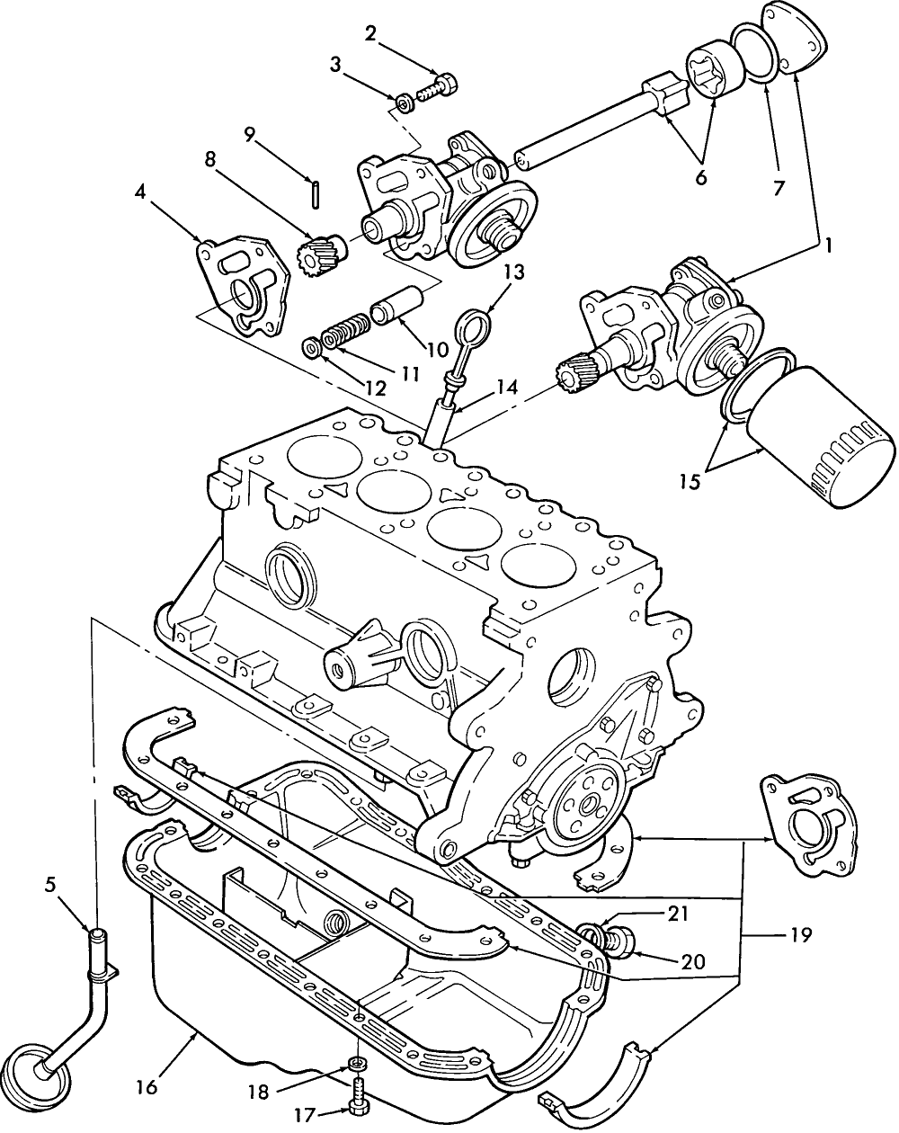 070 OIL PUMP, OIL PAN & RELATED PARTS, VSG 411 CID FORD GASOLINE ENGINE - L-454