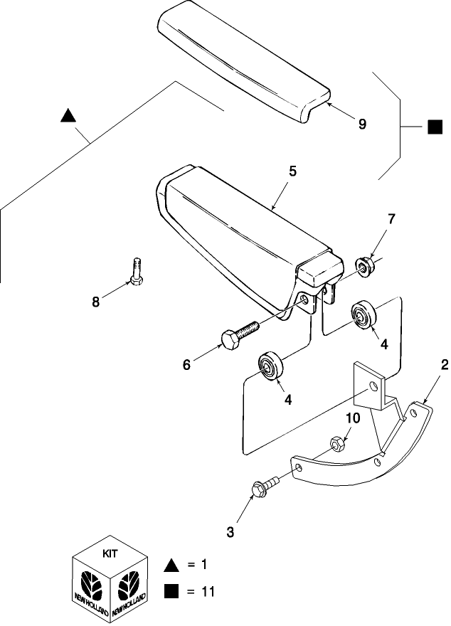 01C05 ARM PAD & ARMREST KIT, PLASTIC SEAT BACK