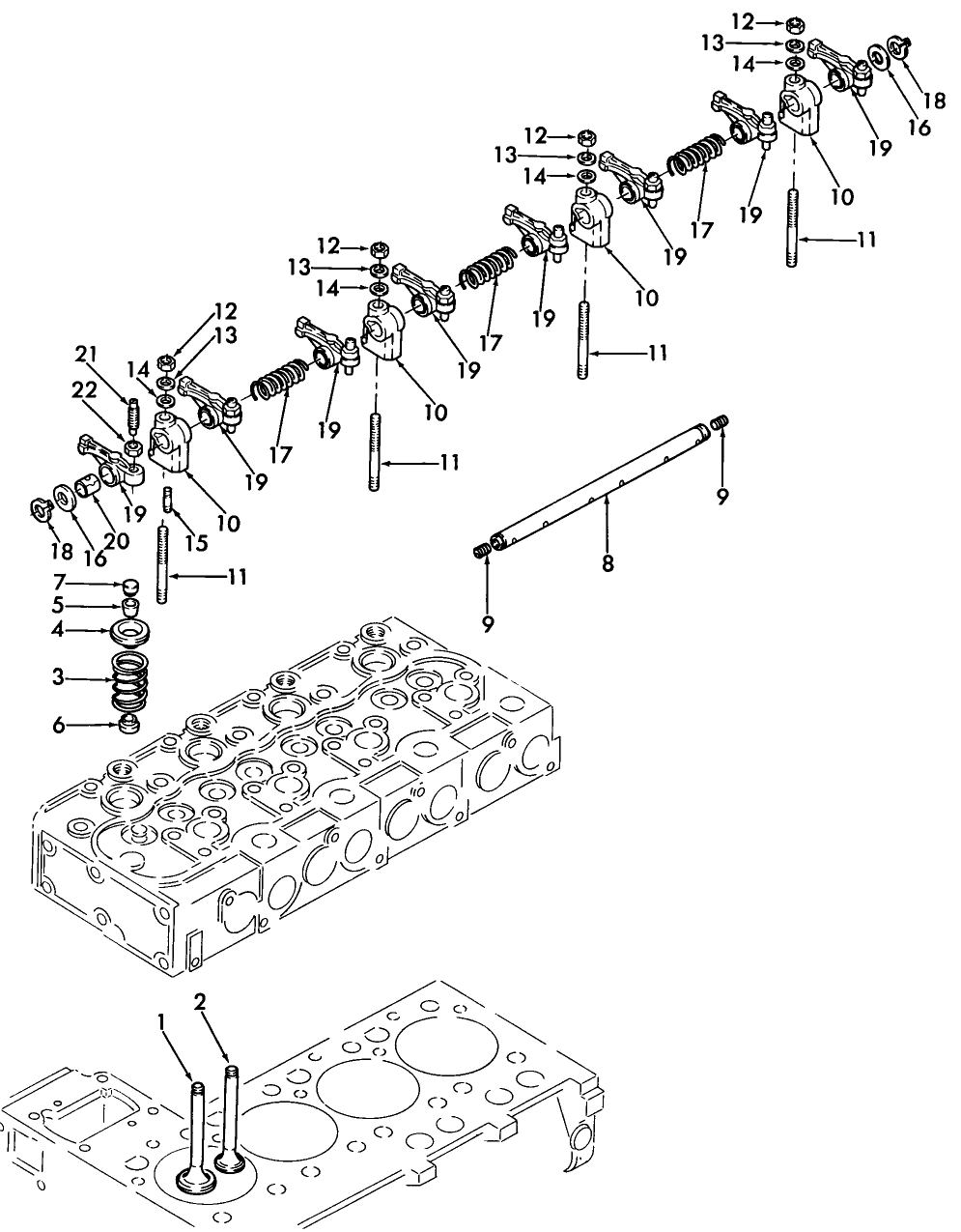 083 KUBOTA V1902-B DIESEL ENGINE, VALVES & ROCKER ARMS