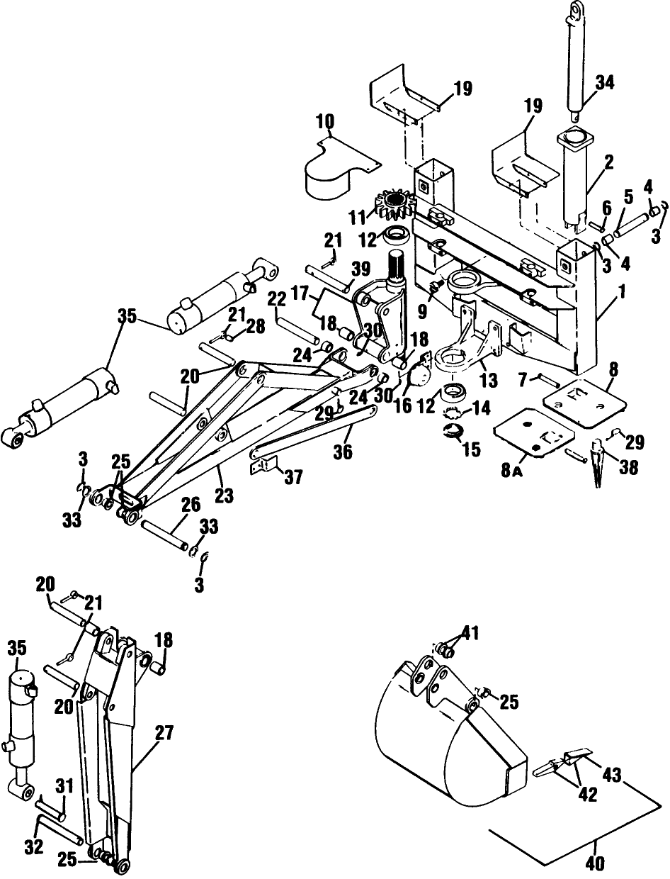 079 D-100 MAIN FRAME, DIPPER STICK, BOOM & BUCKET