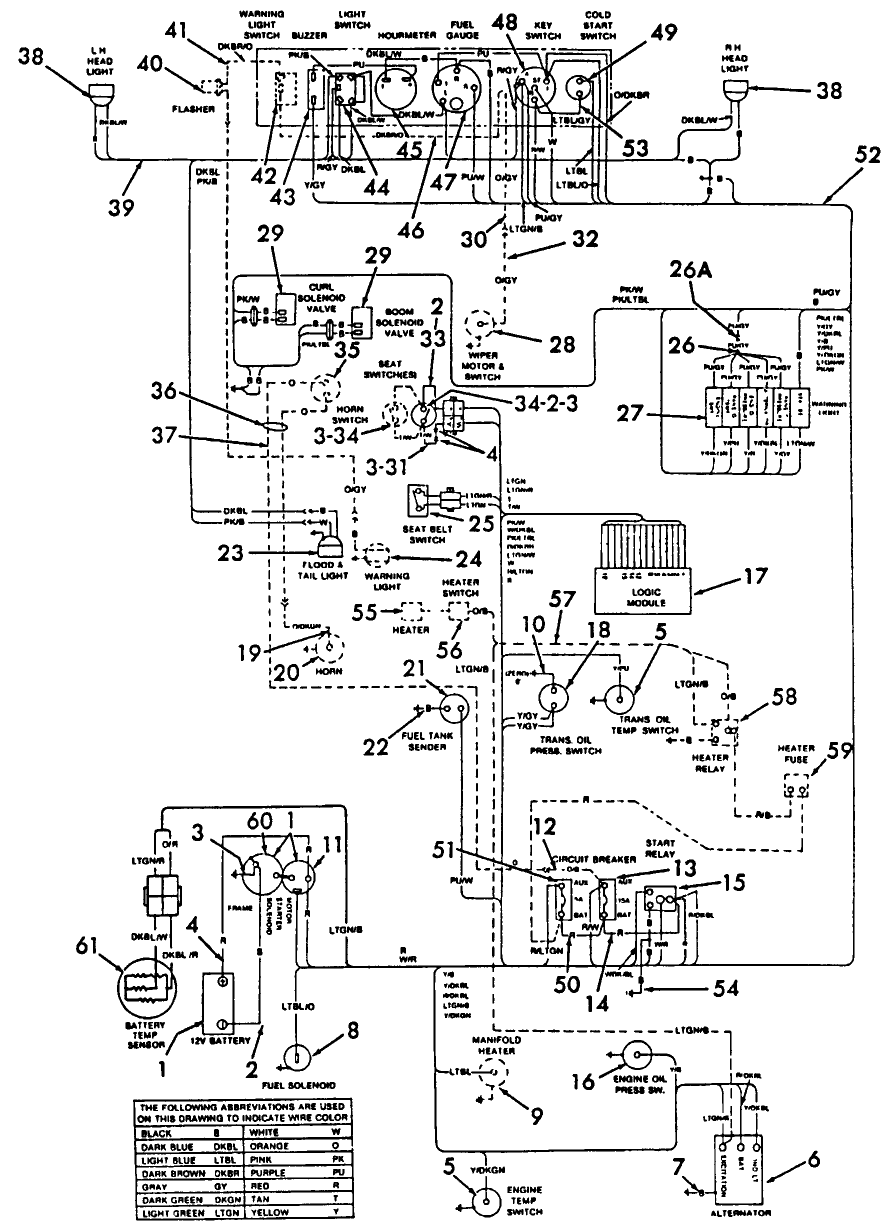 047 ELECTRICAL SCHEMATIC W/LOADER RESTRAINT & FORD DIESEL ENGINE - L-783 & L-785