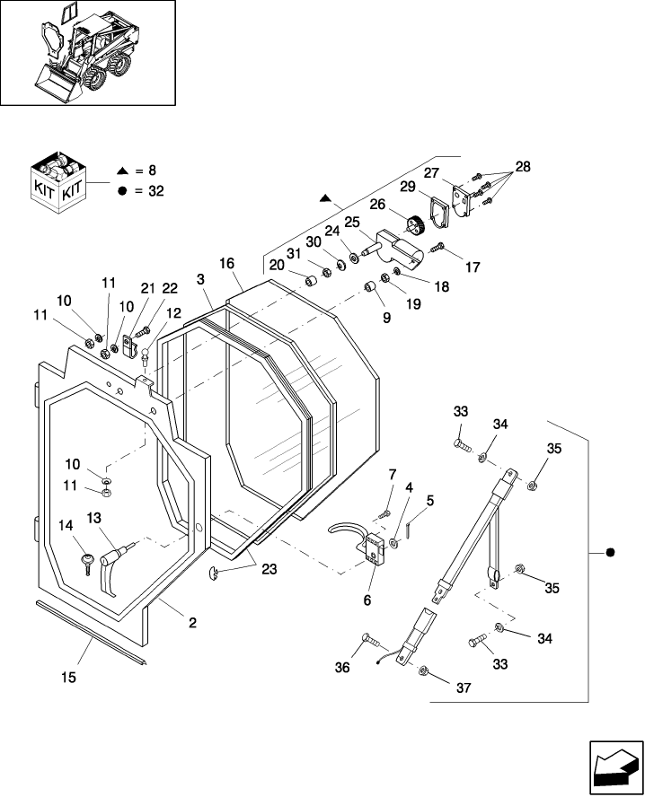 10.05.03 CAB ENCLOSURE KIT, DOOR & DOOR WIPER MOTOR