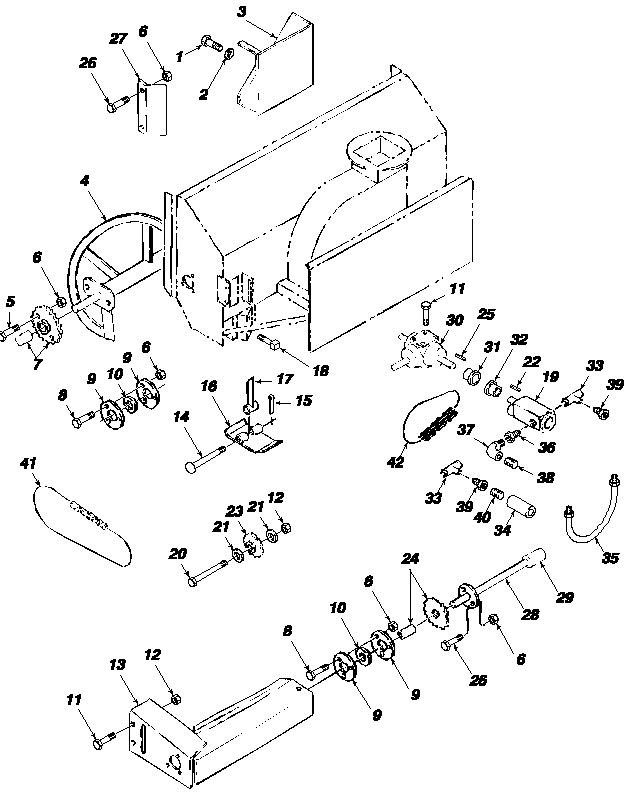 07D01 SNOWBLOWER, 60", STANDARD FLOW OIL, MAIN FRAME & ATTACHING PARTS