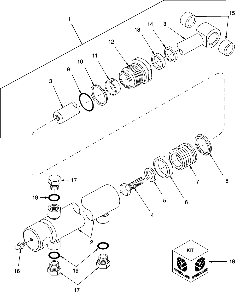 02D02 BUCKET CYLINDER, 3/8" RECESSED PISTON