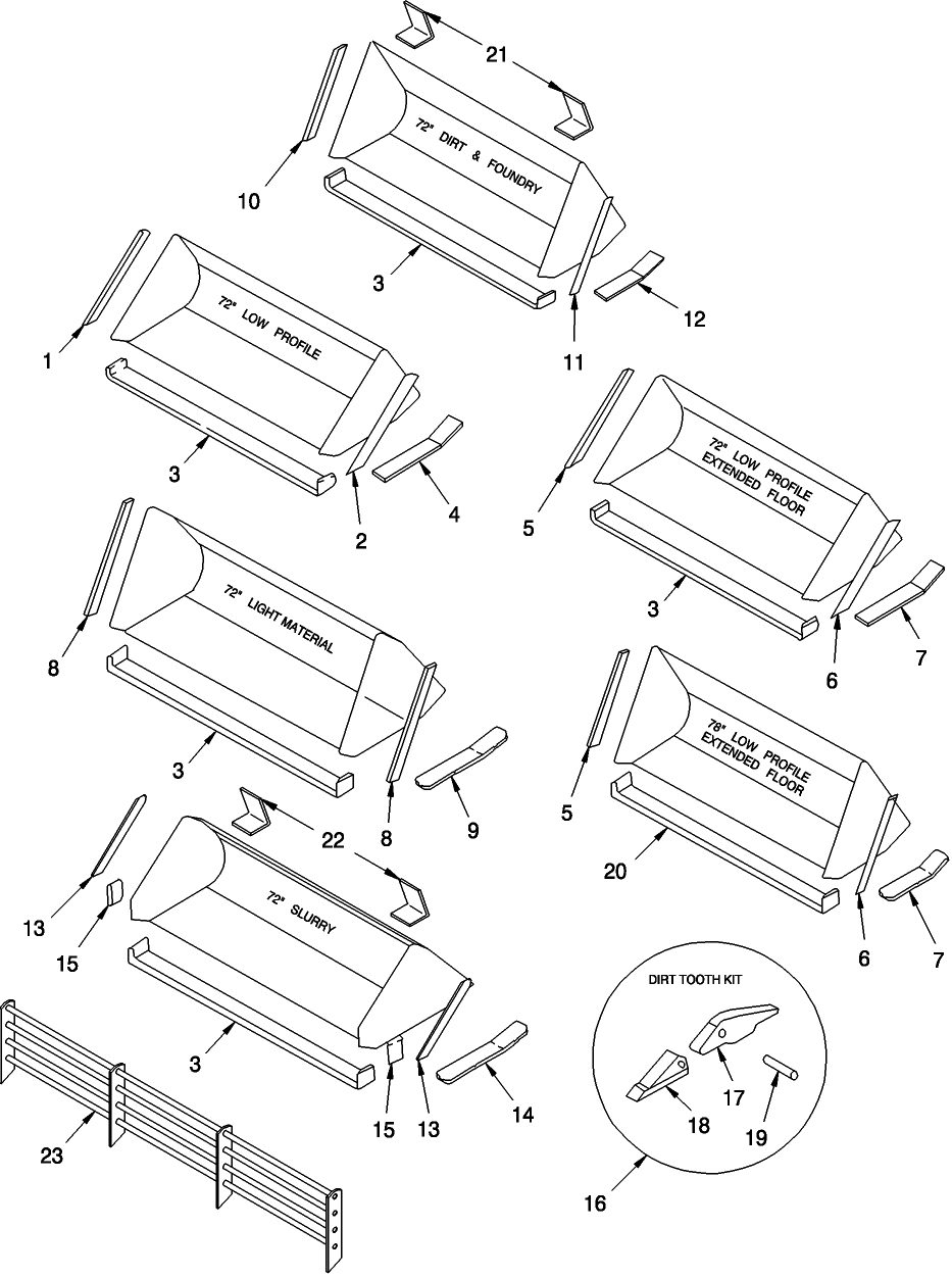 02I01 BUCKETS & DIRT TOOTH KIT