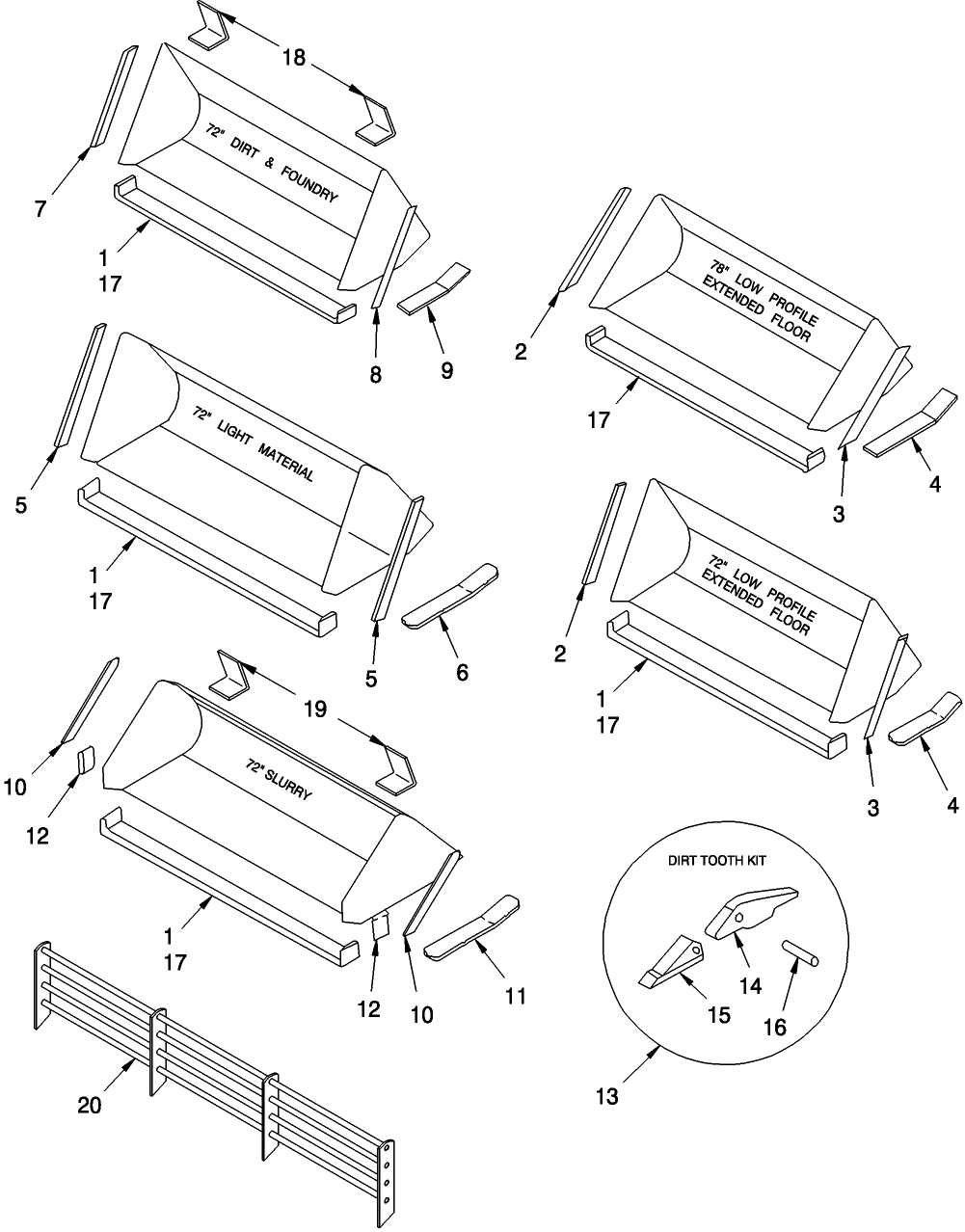 02I01 BUCKETS & DIRT TOOTH KIT